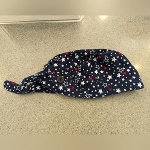 Red white and blue scrub cap